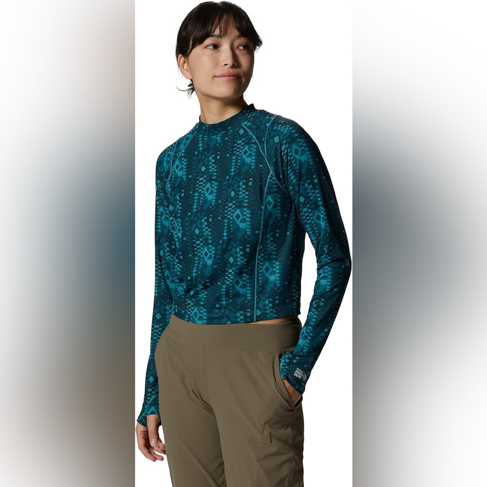 NEW Mountain Hardwear Crater Lake Long Sleeve Crop Sun Shirt UPF 50, XS